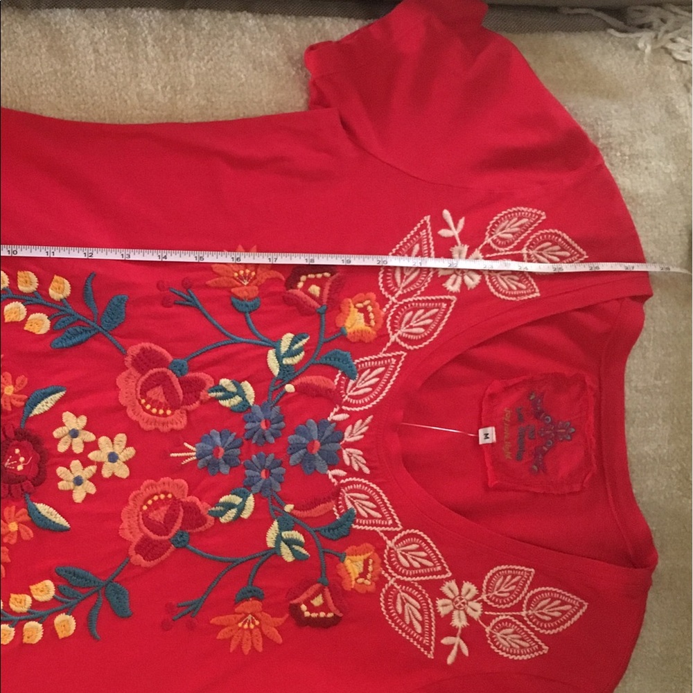 Johnny Was Red Embroidered Floral Top - Picture 5 of 5